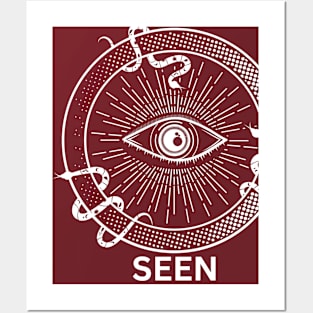 Black and White Mystic T-shirt Design With All Seeing Eye Posters and Art